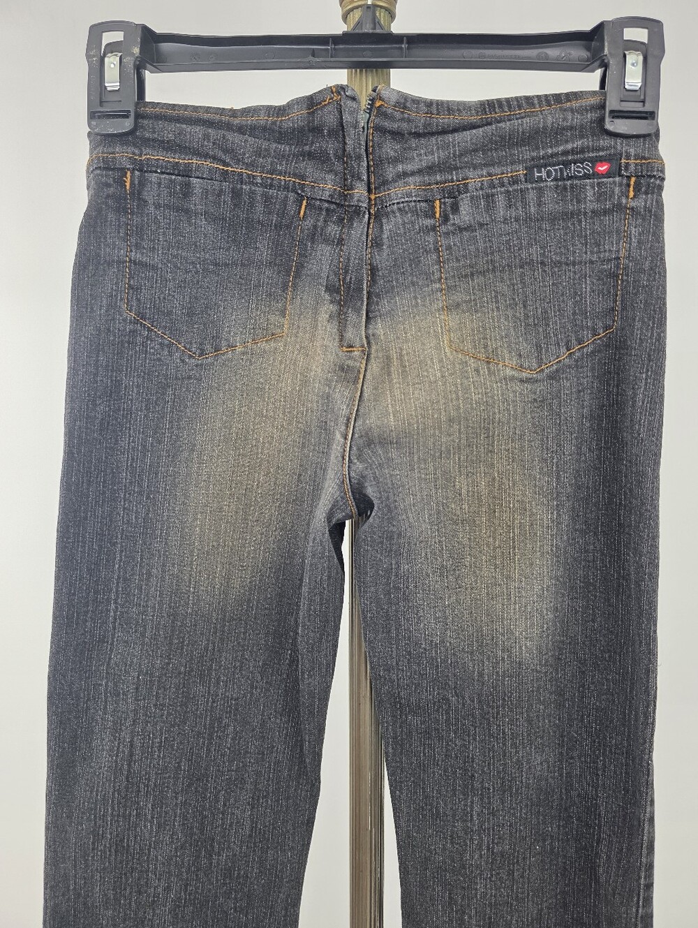 Hot Kiss Vintage Y2K Women's Black Denim Wash Low Rise Back Zipper Jeans 0 - Picture 5 of 5